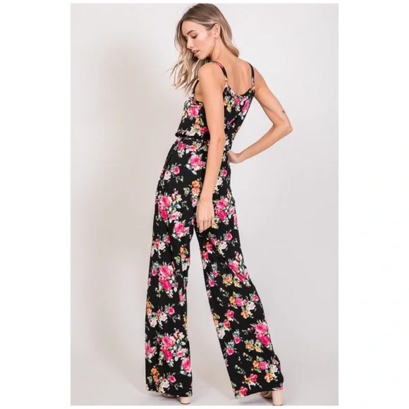 SOLD OUT CLEARANCE Soft Cami Style Bright Floral Jumpsuit - Picture 3 of 6